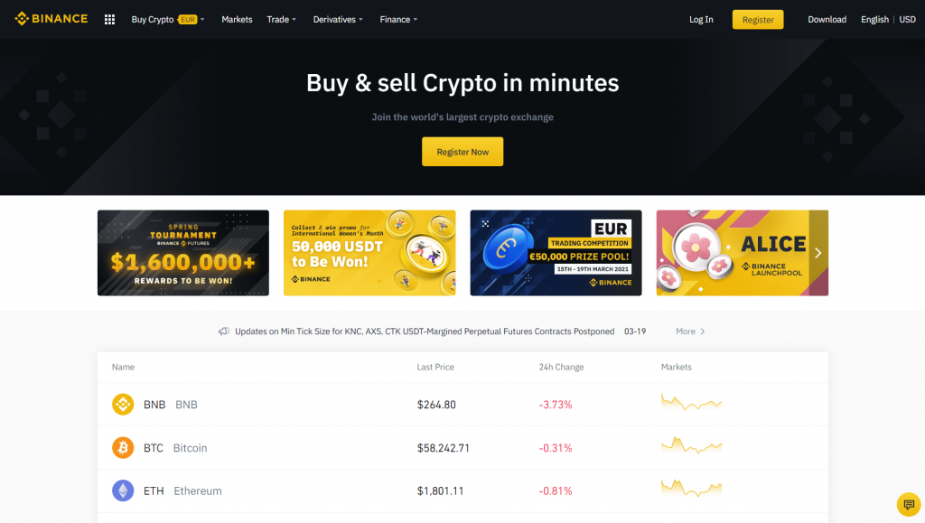Binance review en ervaringen - screenshot