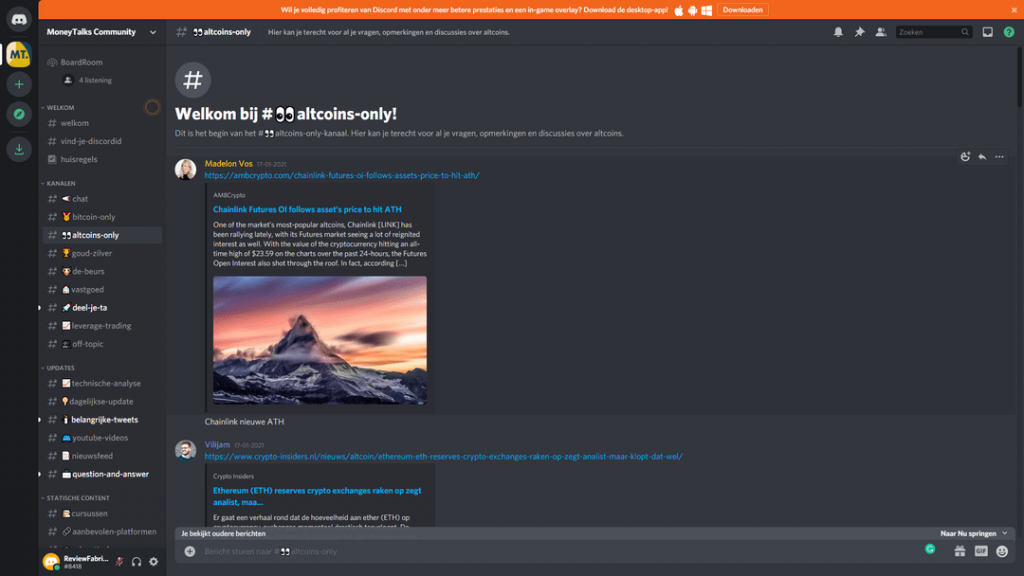 MoneyTalks Community review en ervaringen - Altcoins-only