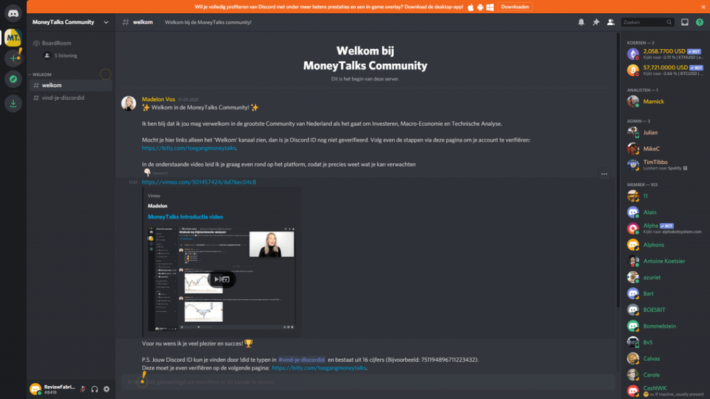 MoneyTalks Community review en ervaringen - Inlogscherm community