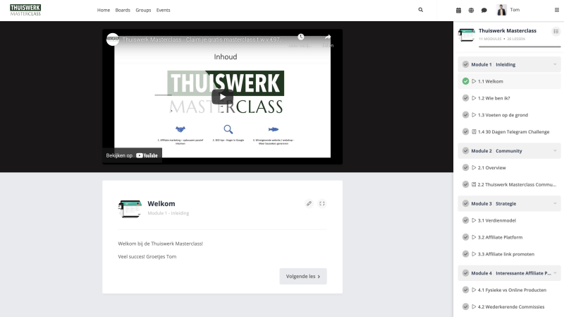 Affiliate marketing beginnen Thuiswerk Masterclass