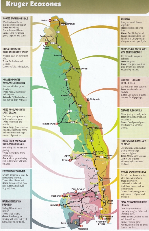 Kaart Kruger met ecozones