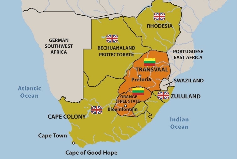 kaart zuid-afrika 1899