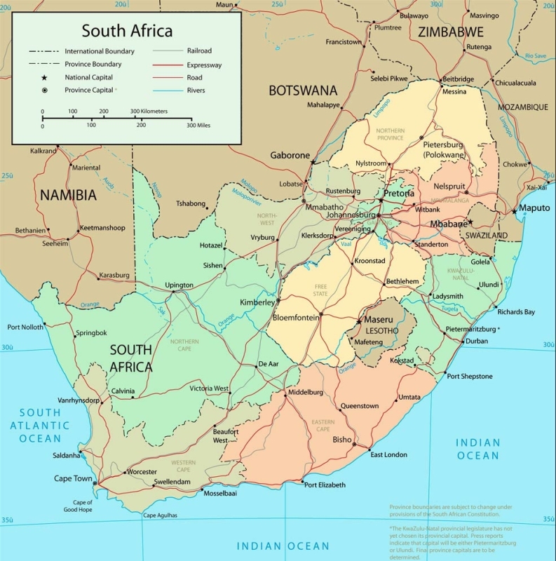 kaart zuid-afrika