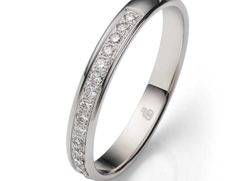 Brede witgouden memoirering met diamanten Rauschmayer