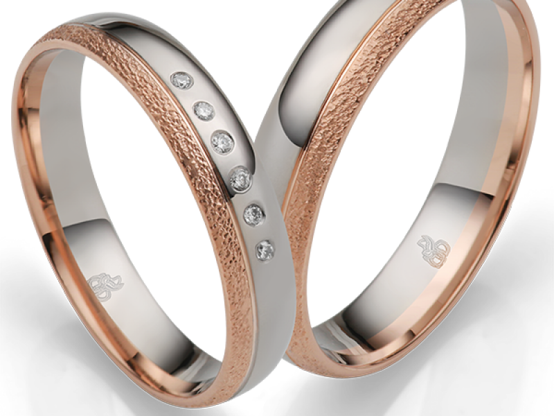 Eenvoudige trouwringen van ruaschmayer rose met palladium goud