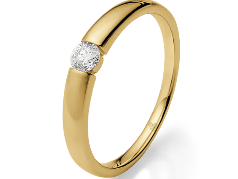 Gouden solitair met diamant klemzetting Rauschmayer