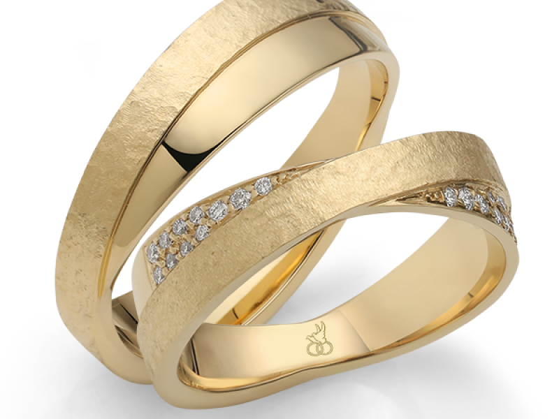 Gouden trouwring design rauschmayer met diamant