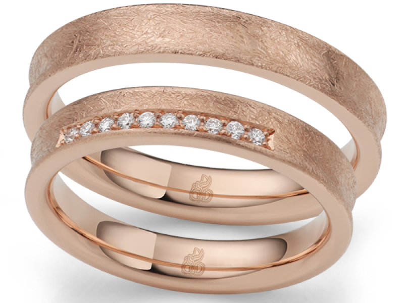 Holle trouwring rosegoud met diamant design rauschmayer