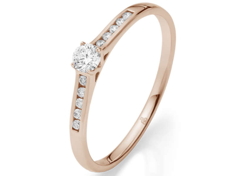 Solitairring rosegoud met diamanten Rauschmayer
