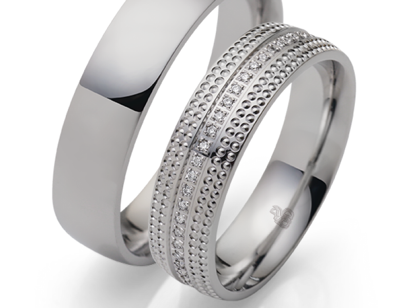 Witgouden design trouwringen met diamant rauschmayer
