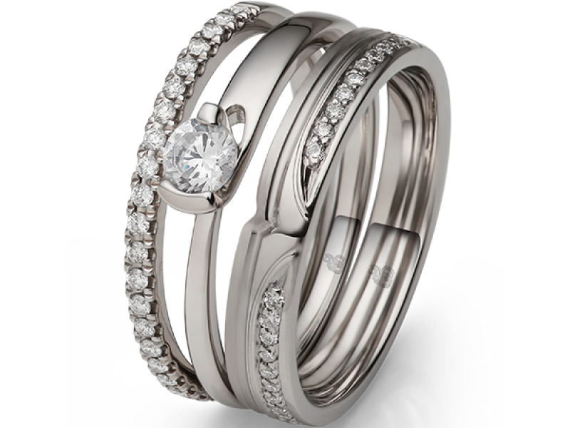Witgouden verlovingsringen set met diamanten Rauschmayer