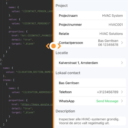 JSON-templates naar taakdetails