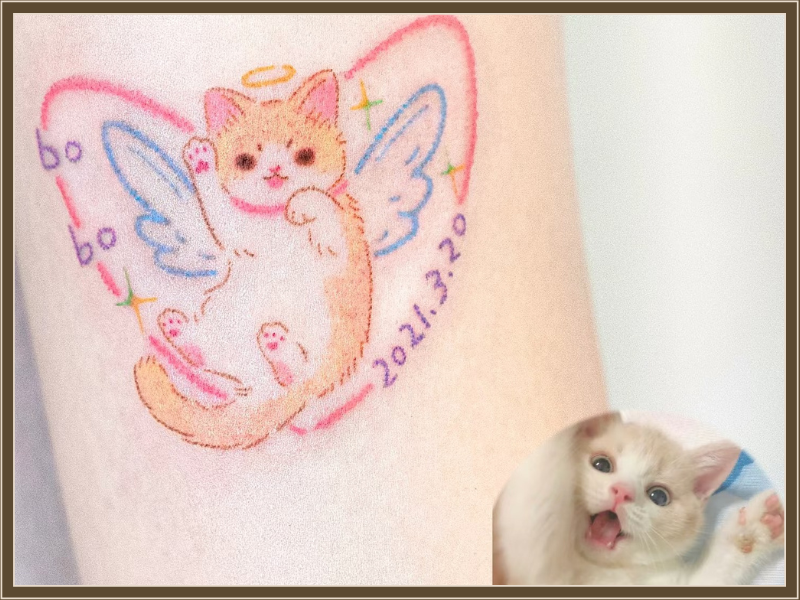 Angel cat tattoo