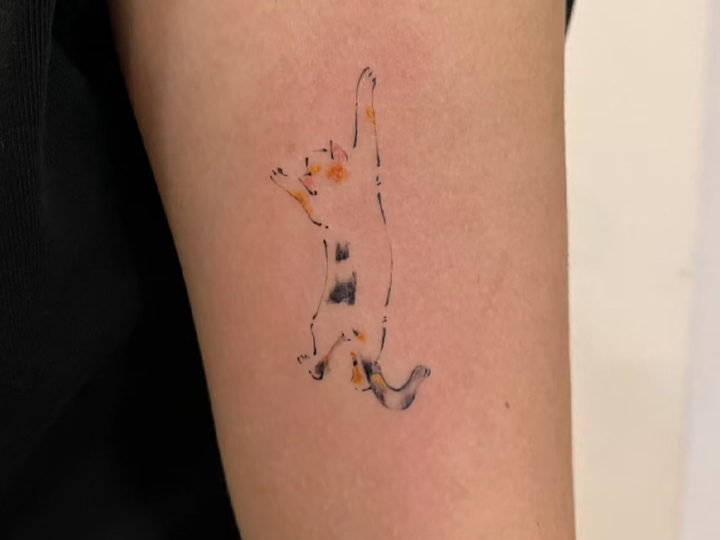 cat tattoo fine line