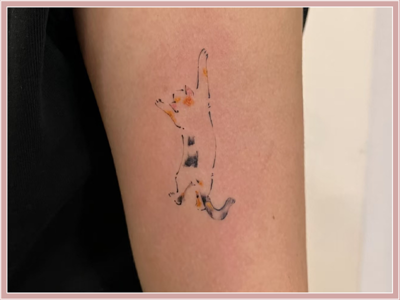 cat tattoo fine line