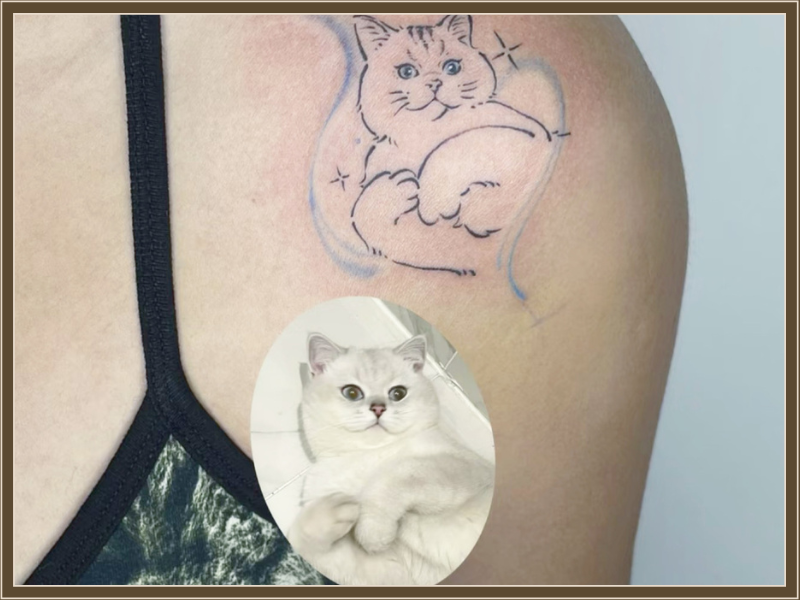 white cat tattoo