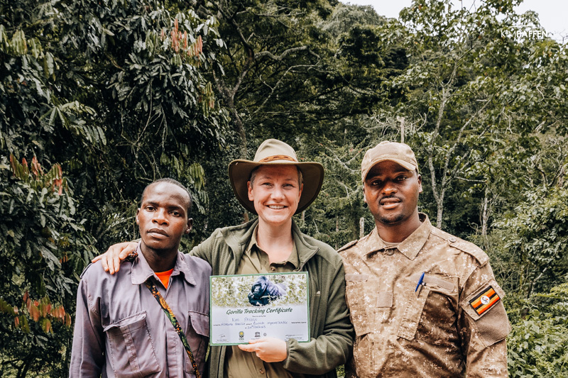 Kim tijdens Gorilla Trekking in Rushaga