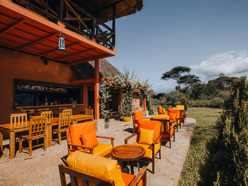 Oilepo Amboseli Lodge bij de Kimana Gate van Amboseli National Park Hoofdgebouw van Oilepo Amboseli Lodge vlak bij de Kimana Gate van Amboseli National Park in Kenia