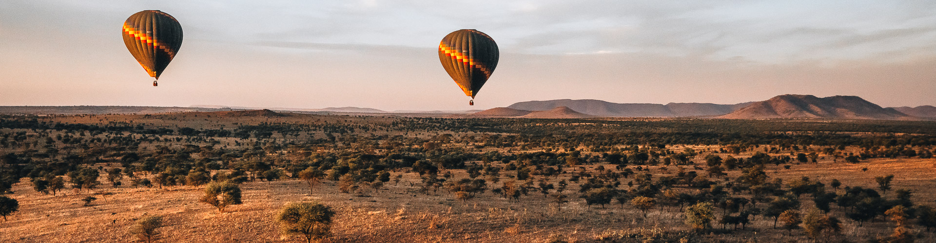 Safari Tanzania Safari in Tanzania: zonsopkomst in Serengeti tijdens een luchtballonvaart