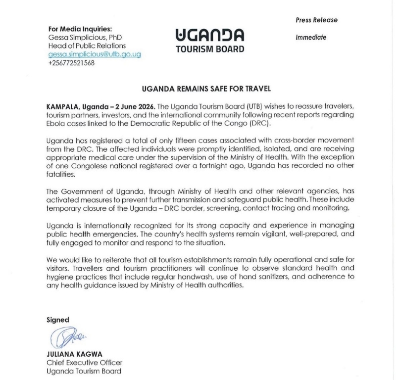 Uganda blijft veilig om te bereizen