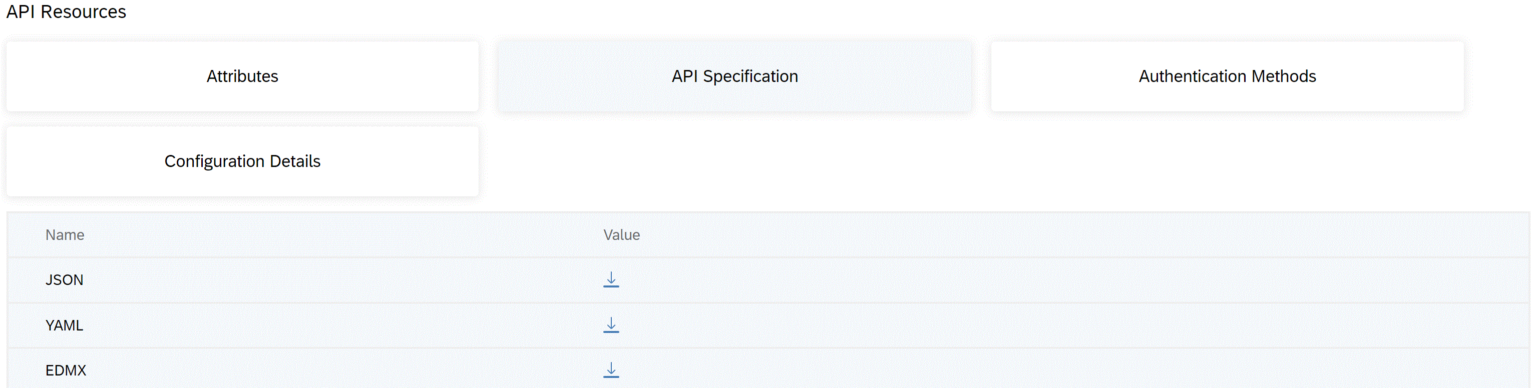 Downloading API specification in JSON from SAP