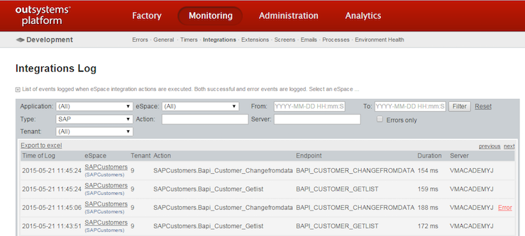 How to monitor your SAP OutSystems integration