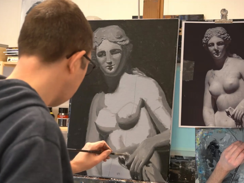 aphrodite schilderen toonwaarden schilderclub