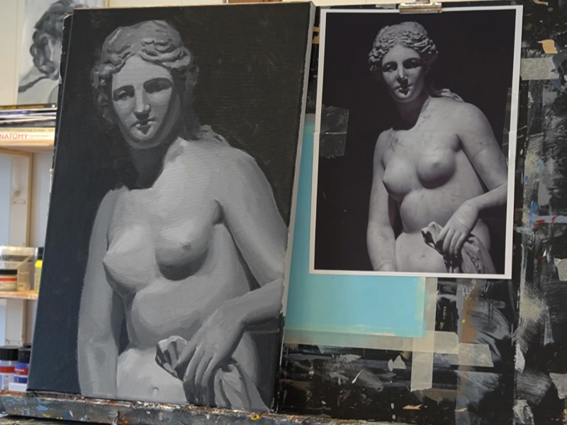 aphrodite schilderen toonwaarden schilderclub