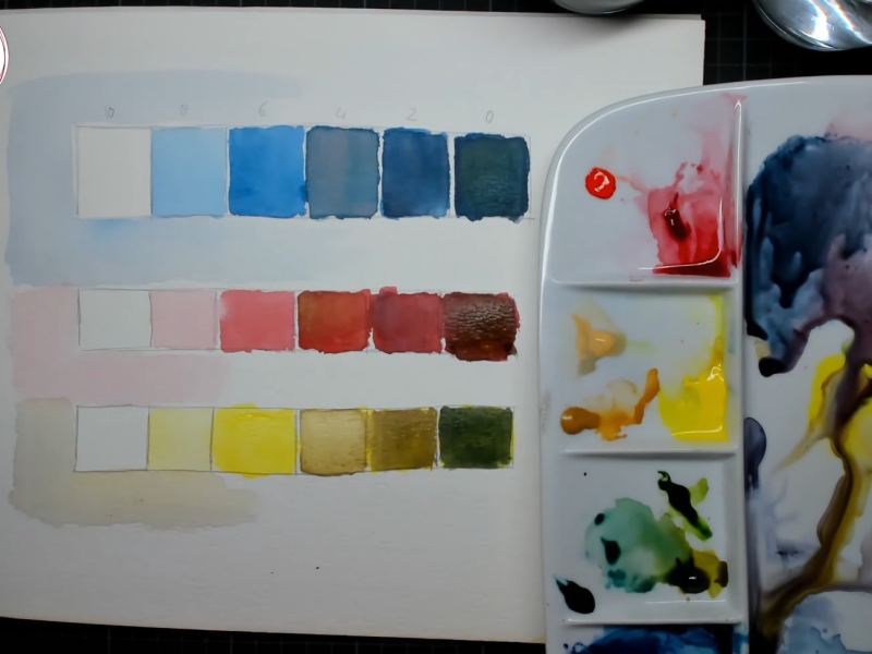 aquarel van licht naar donker schilderclub lineke lijn