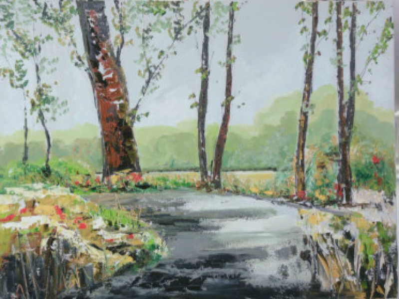 Bos schilderen met acrylverf Corrie Leushuis