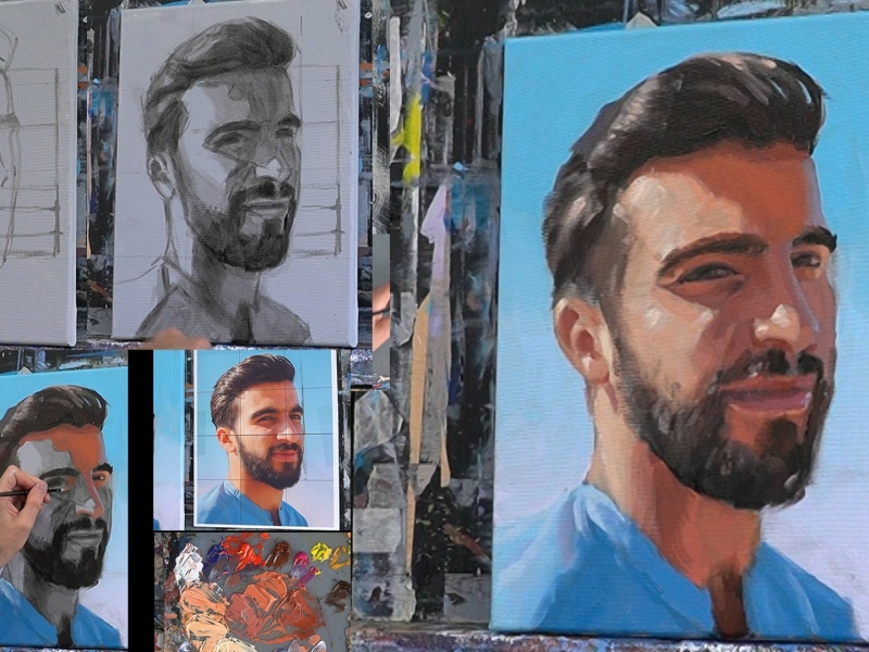 cursus portret schilderen schedel driekwart toon nagtegaal