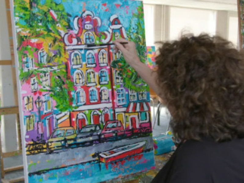 Grachtenpanden schilderen met Corrie Leushuis