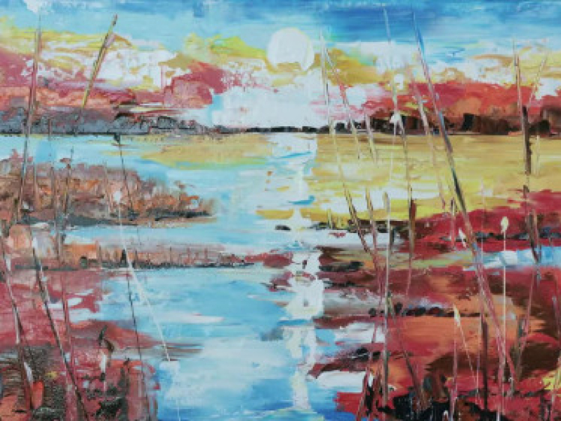 landschap schilderen met acrylverf Corrie Leushuis