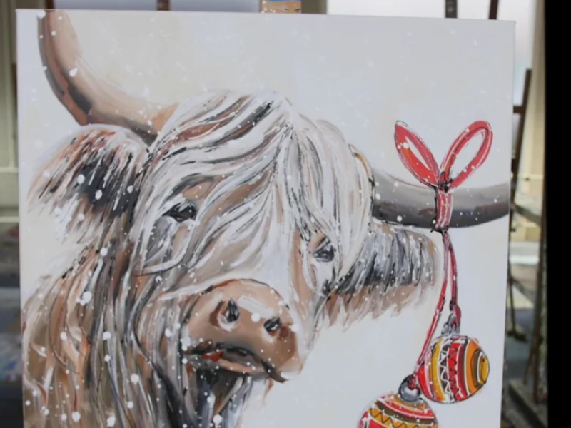 schotse hooglander schilderen met Corrie Leushuis