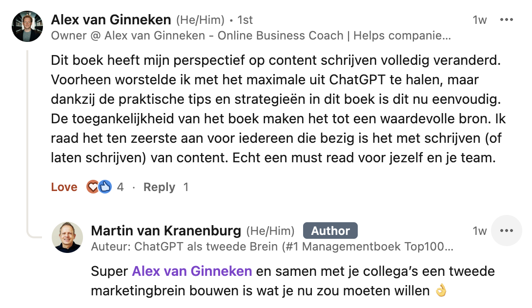 Reactie op het boek ChatGPT Alex. van Ginneken