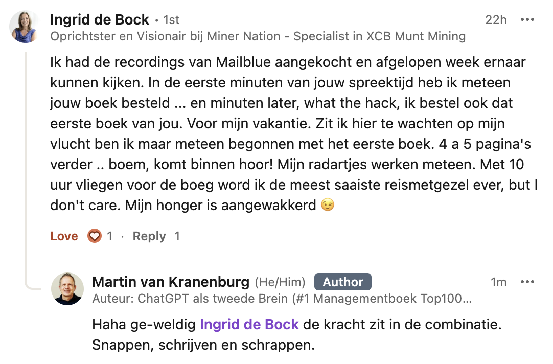 Reactie op boek ChatGPT Ingrid de Bock