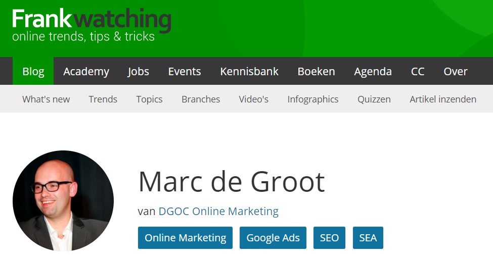 Frankwatching profiel Marc de Groot