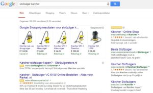 Google Shopping voorbeeld