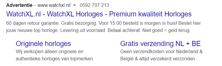 Search ad voorbeeld