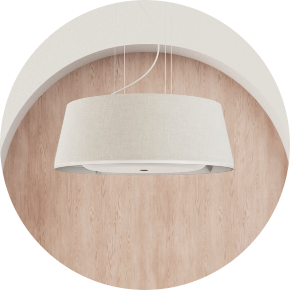 Stijlvolle Nobi designlamp met valdetectie voor ouderen, hangend boven houten wand in moderne woning
