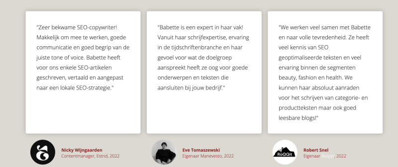 Positieve reviews SEO Tekst Atelier