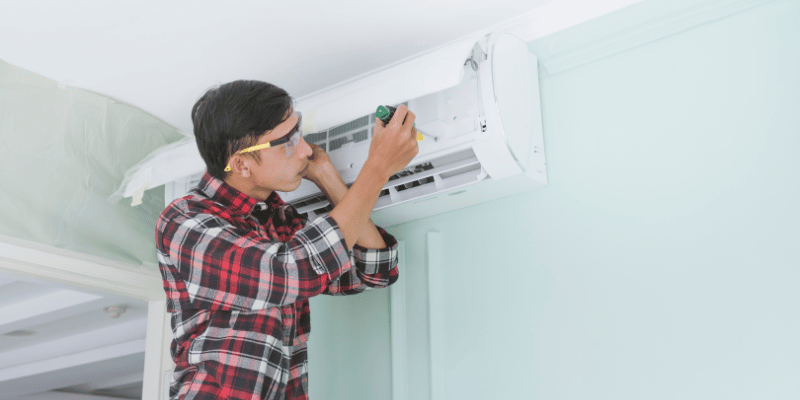 vaste airco en mobiele airco zonder buitenunit
