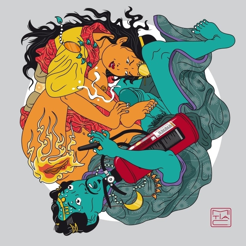 天照 と 月読  Amaterasu and Tsukuyomi by Mitia C