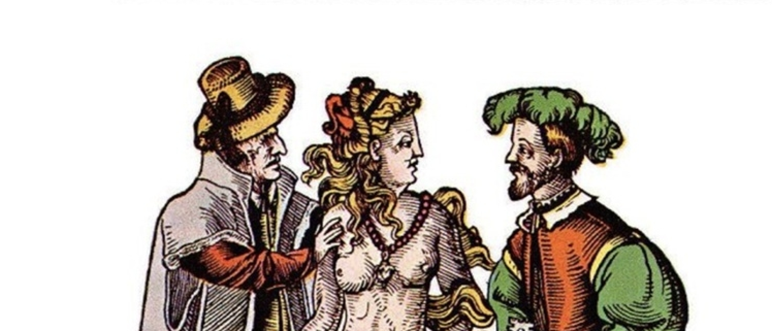 16th century print, British Museum depicting a cuckhold husband (German color edition)