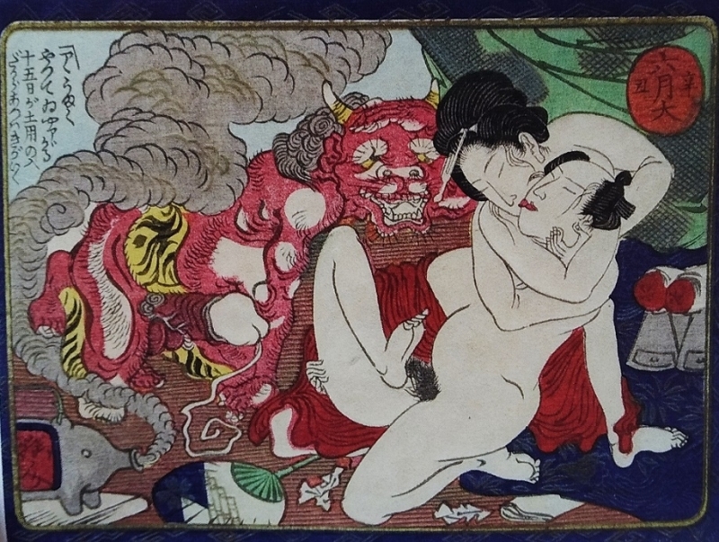 '6th Month' (1869) from the series 'Picture Calendar with Erotic Scenes of the Twelve Months'  Kawanabe Kyosai