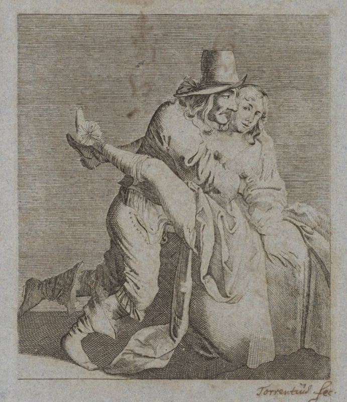 A plate signed Torrentius Fec; today attributed to Pieter Quast