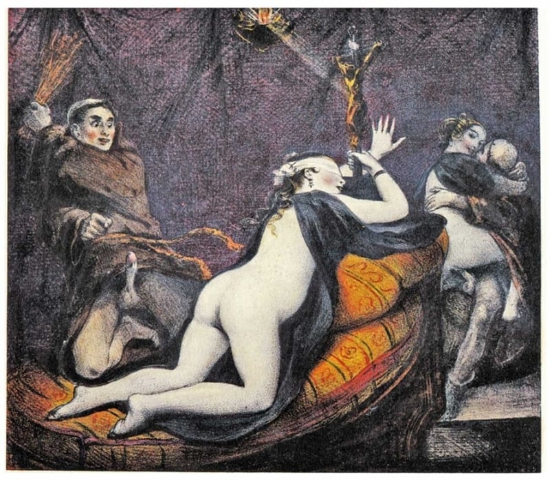 Achille Devéria, erotic art illustration for Gamiani (1833)