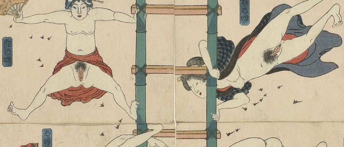 12 Courtesans in the Role of Acrobatic Firemen by Kuniyoshi