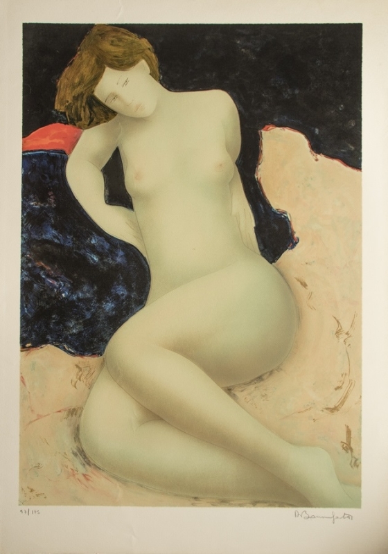 alain bonnefoit Blue nude, lithograph