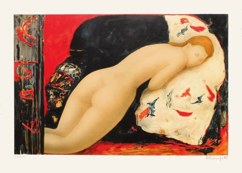 alain bonnefoit Nude on a sofa